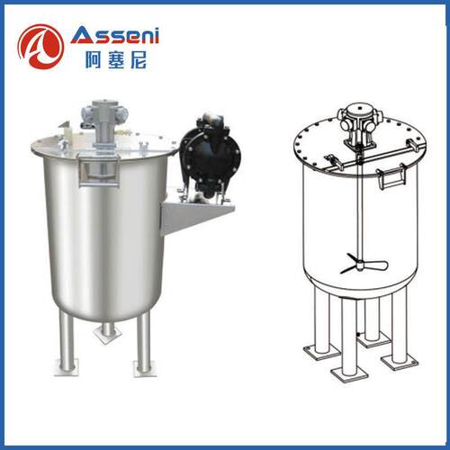 不锈钢液体电加热搅拌罐水溶反应釜微生物酵素发酵罐气动搅拌机桶