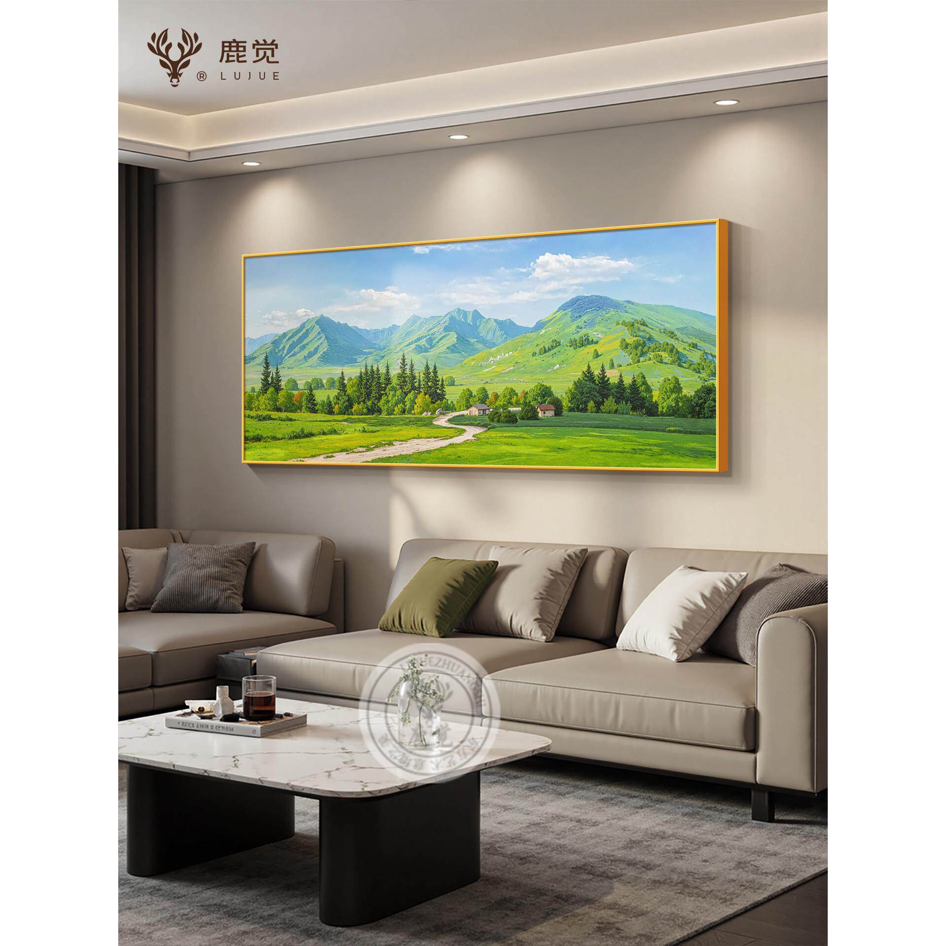 旭日东升东墙挂画客厅沙发背景墙装饰画流水生财自然风景画太阳画
