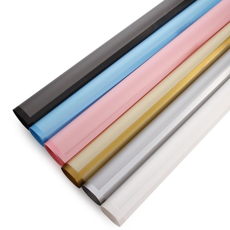 集萱 七夕新款彩边雾面纸半透明玻璃纸 20张韩式全防水花束包装纸