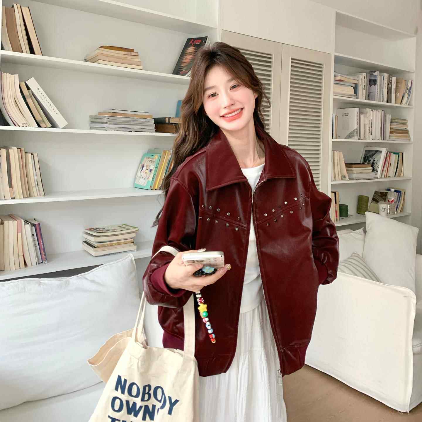 红色高级感又a又飒甜酷风皮衣夹克女秋季2025新款小个子穿搭外套