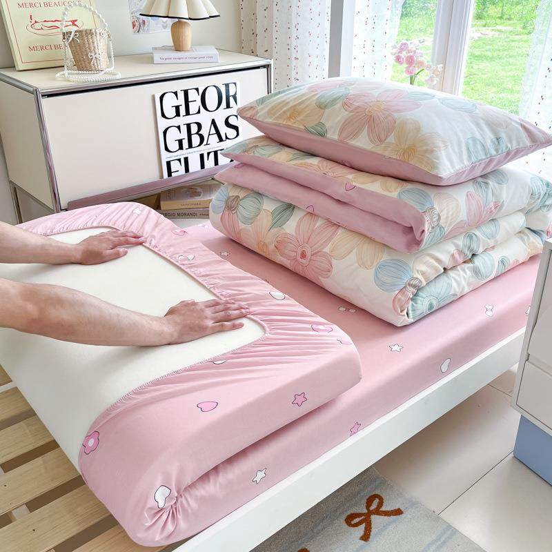 开学季学生宿舍三件套学校寝室单人床品纯棉床单被套1米2床上用品