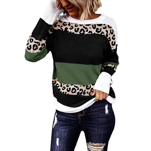 Fall Sweaters Round Neck Striped Cute Winter Pullover