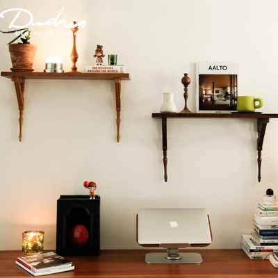 覆古实木置物架杯子收纳饭厅卧室陈列展示架墙上装饰隔板墙面书架