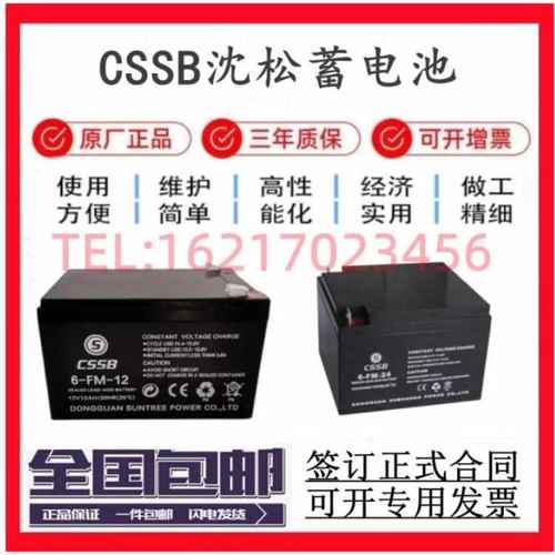 CSSB沈松蓄电池6-FM12V7a9a14a17a20a24a33a38a40a65a100ah直流屏