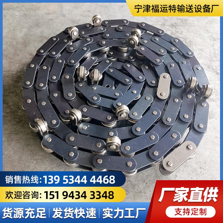 不锈钢传动链条定制耐高温多种规格工业传送双节距弯板带耳滚子链