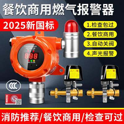 瓦斯泄漏警报器一拖二餐饮可燃气体燃气液化气报警自动切断阀商用