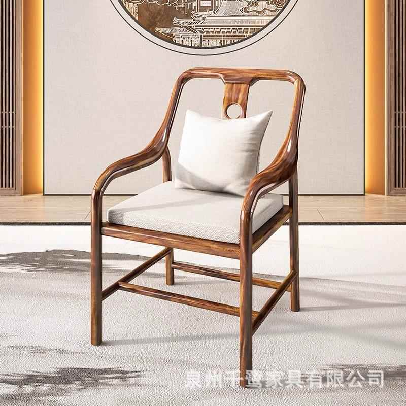 实木人椅牛高背椅子主泡茶椅官QL023654帽椅太师电脑书椅餐椅椅靠