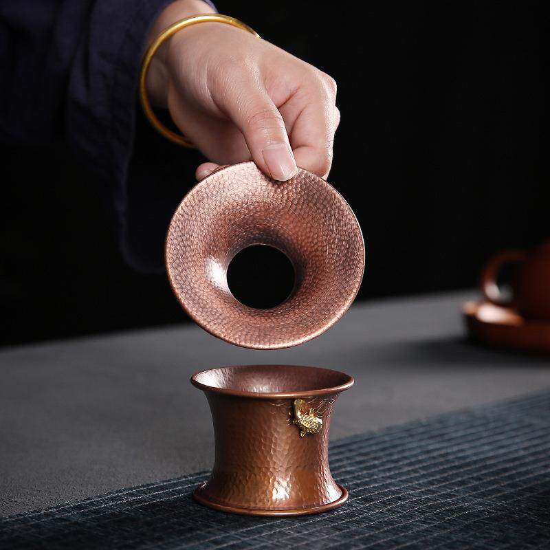 紫铜入茶器紫砂壶投茶器功夫茶道配件圆形茶叶漏斗