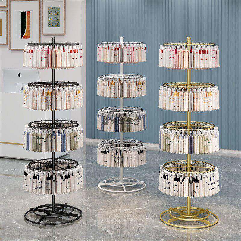 袜子挂架落地架内衣展示架圆形金属饰品店配件架可调节旋转挂钩架