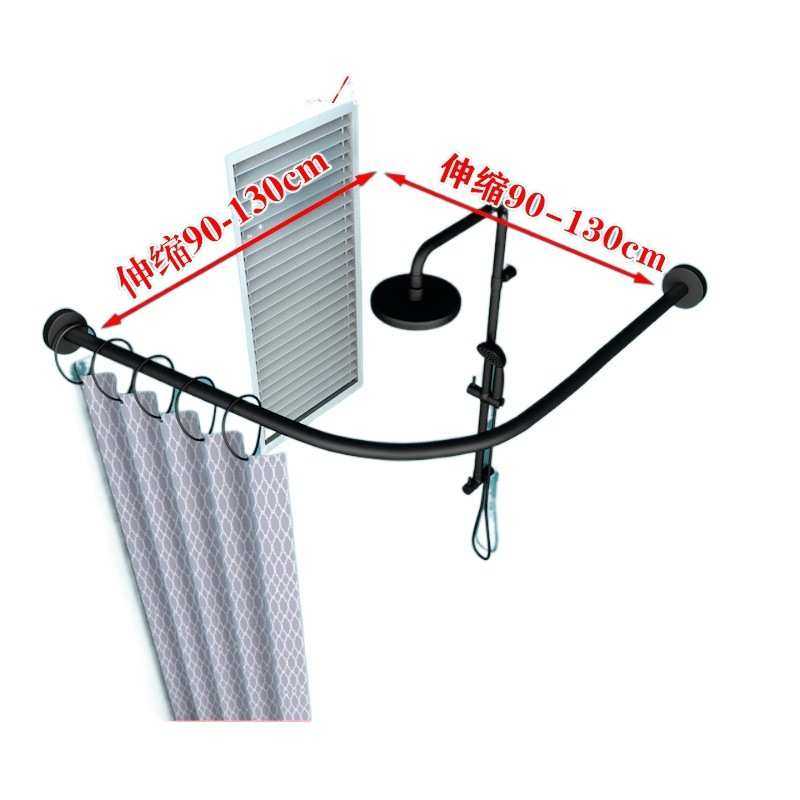 浴帘杆弧形转角L型隔断帘浴帘套装免打孔可伸缩杆卫生间防水布U形,家庭/个人清洁工具,浴帘,淘宝优惠券,粉丝福利购,淘宝优惠卷