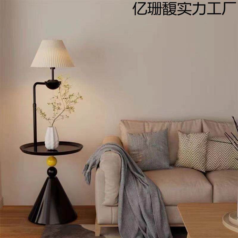 落地灯奶油客厅沙发旁边茶几一体摆件卧室置物架床头柜氛围