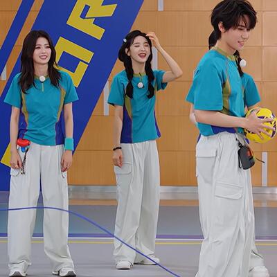 奔跑吧章若楠同款衣服初中生班服夏季男女T恤工装裤运动会服装