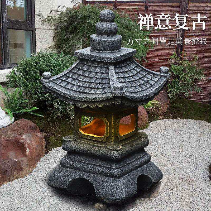 阳太阳能灯日式禅意宫灯花园装饰夜灯RX0015摆式件中庭院石小塔灯