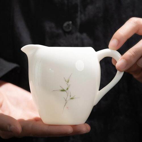 羊脂玉陶瓷茶漏一体公道杯过滤网茶海匀杯白瓷分茶器高档茶具