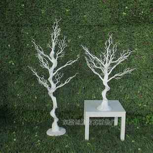 直销仿真植物无叶树喜庆装 饰无叶树盆栽塑料树白色