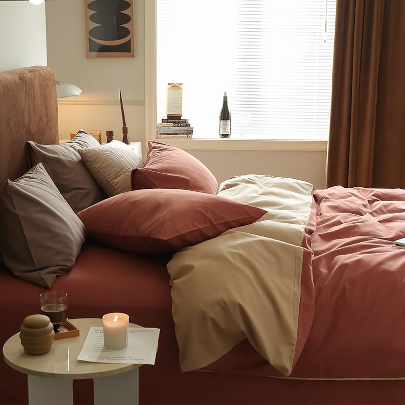 正品北欧100支秋冬全棉纯棉磨毛四件套床 厚保暖上用品床床单被套