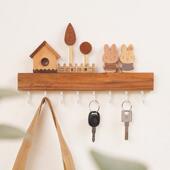 饰钥匙挂钩无冲压 入口门墙装 可爱 钥匙木制储物架入口壁挂式