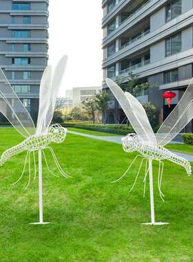 户外公园林景观金属铁艺不锈钢镂空蝴蝶蒲公英雕塑蜻蜓小区摆件