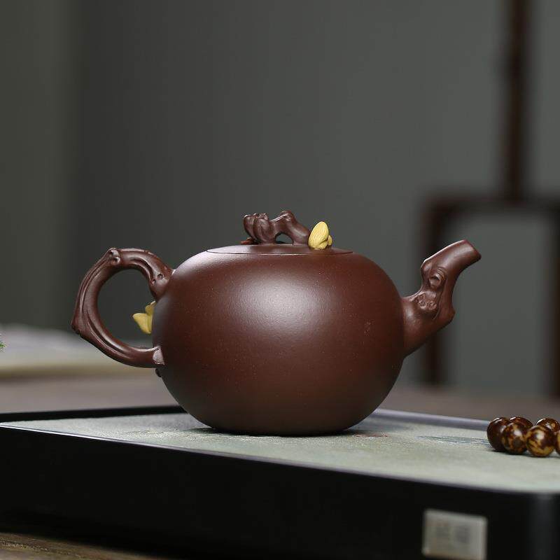 松鼠葡萄紫砂壶纯手工名家精品茶具原矿紫泥花器茶壶家用