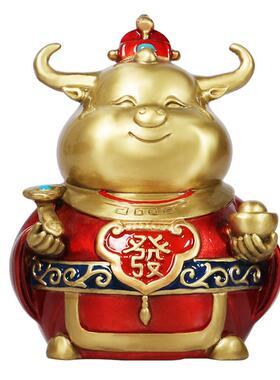 铜制招财牛摆件财神牛市送礼客厅办公室书房摆设开业商务庆典礼品