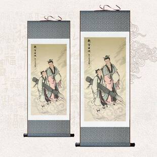 赴会瑶池图挂画新中式书房客厅装饰画茶楼卧室丝绸卷轴画礼品字画