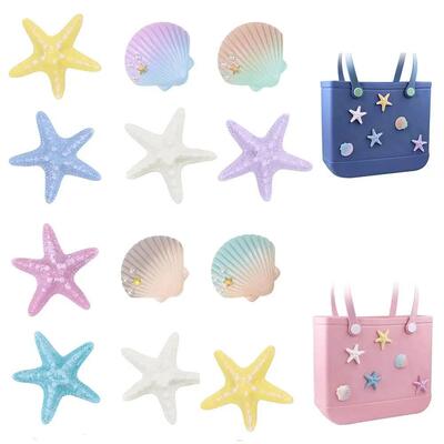 6Pcs Starfish Shell Charms for Bogg Bag Accessories Insert A