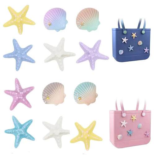 6Pcs Starfish Shell Charms for Bogg Bag Accessories Insert A