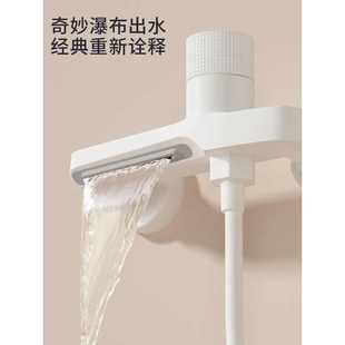 奶油简易花洒白色淋浴喷头全铜水龙头卫生间混水阀洗澡沐浴器北欧