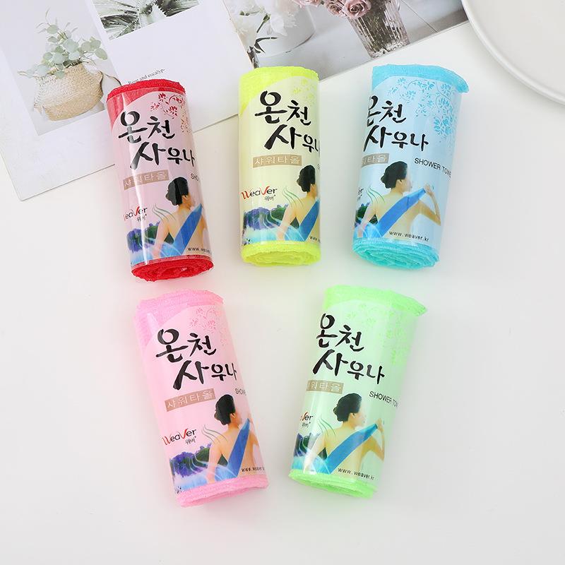 韩国温泉桑拿巾韩式长条浴擦沐浴发泡巾卷筒泡泡搓澡巾女浴花