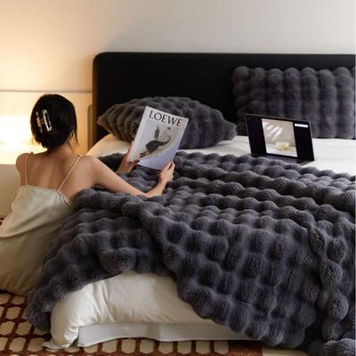 托斯卡纳仿兔毛短绒闲盖毯轻高软级沙发毯毛毯CNH柔保休暖绒毯卧