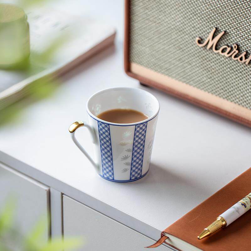 青花玲珑瓷马克杯水杯陶瓷器可爱精致女士景德镇茶杯办公室泡茶杯
