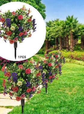 Artificial Violet Flower Topiary Ball for Farmhouse Walkway