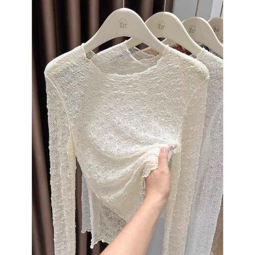 Women's Hollow Out Lace Top, Long Sleeve