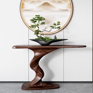 新中式玄关桌全实木条案入户靠墙玄关台简约乌金木禅意客厅玄关柜