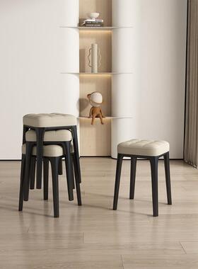 家意用可叠高放凳子方RGQ凳板木凳餐桌脚凳子现代法式实椅子式小