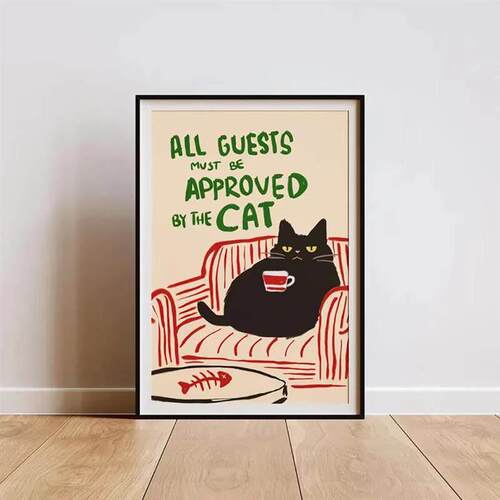 Cat Canvas Print Retro More Cat Posters Room Cafe Home Decor