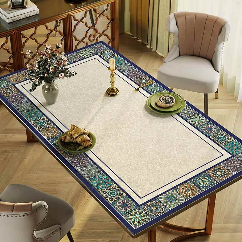 高档美式轻奢桌布几免洗防油防pv皮革防烫隔热餐桌茶几水垫桌c垫