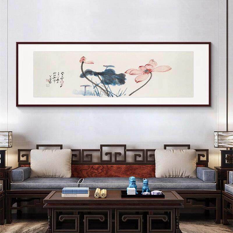 荷花图水墨画张大千齐白石国画作品莲花卧室新中式客厅装饰画挂画