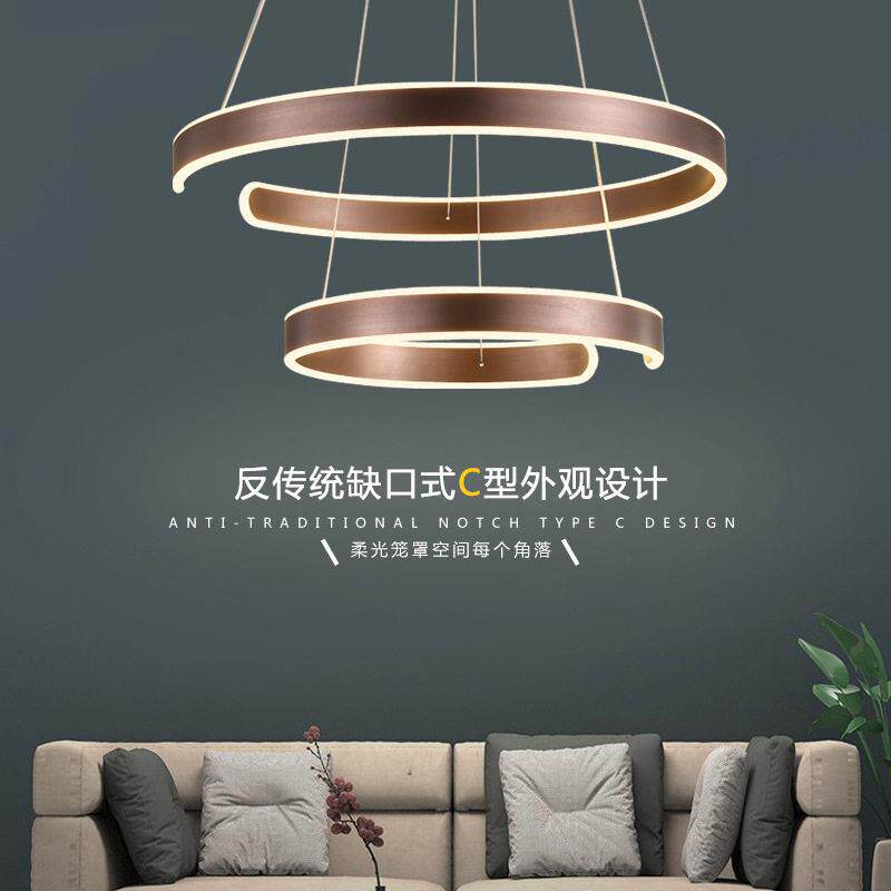 led吊灯现简约吊灯吧台北欧创意吊灯个性玄关餐厅圆环形客厅灯