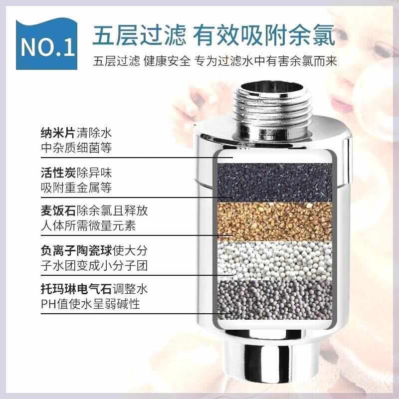 沐浴净水器仿不锈钢除余氯厨房净化器家用洗澡太阳能淋浴过滤