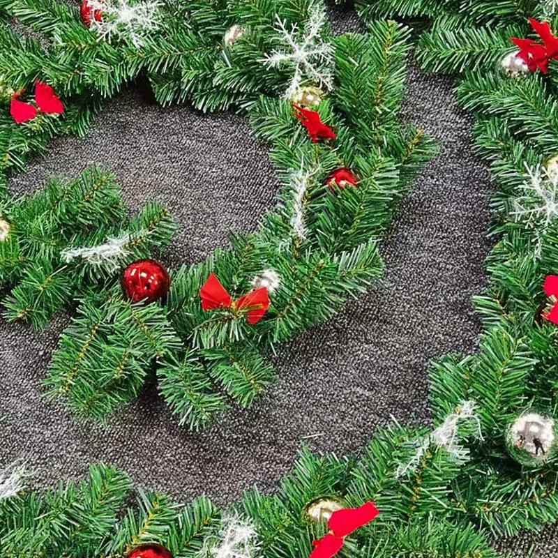 5米密诞节加彩球藤条拉花雪花蝴40蝶结藤条花门窗圣楼梯装环饰品