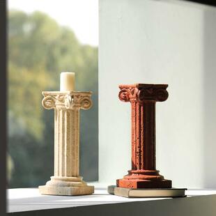 北欧中古风天然洞ZT043罗陈马柱石烛台装 搭配 摆件饰复古桌面软装