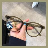 正品 近视眼可配有度数韩 防辐射蓝镜女超轻光圆大框素颜网镜红眼款