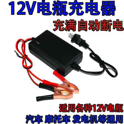 12v伏夹子充电器汽车小货车轿车摩托车电瓶充电器智能快速充电机