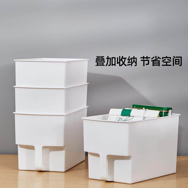 厨房带手柄塑料可叠加收纳盒家居日用杂物收纳盒家用带手柄收纳盒