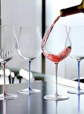 饭厅酒吧轻奢红酒杯水晶玻璃高脚杯子彩杆郁金香葡萄酒杯大号创意