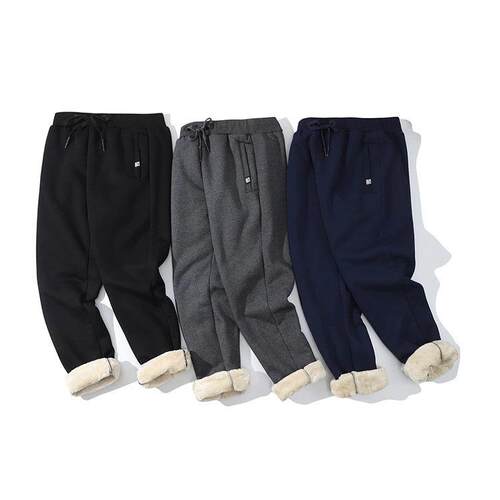 Men's thick sanitary pants with inner lining, warm pants,