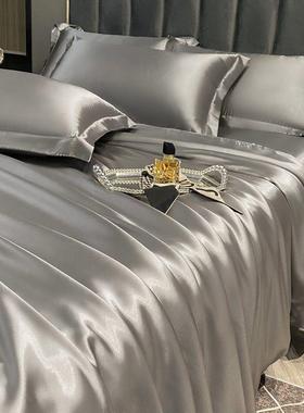 夏纯色双面真四件桑蚕MJG丝套床单被套天丝绸冰丝床季笠丝罩床上