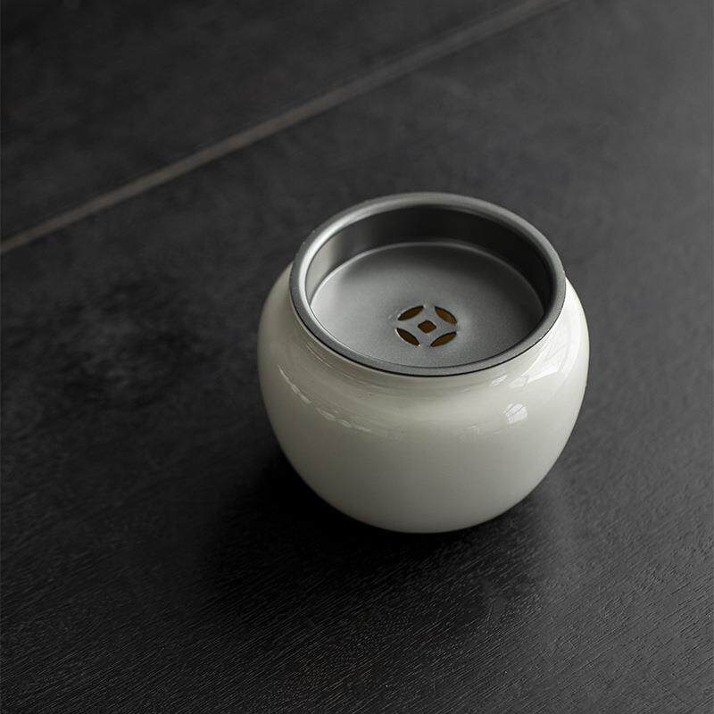 象牙白建水茶洗桌面茶渣缸小号陶瓷笔洗废水缸茶具茶道家用