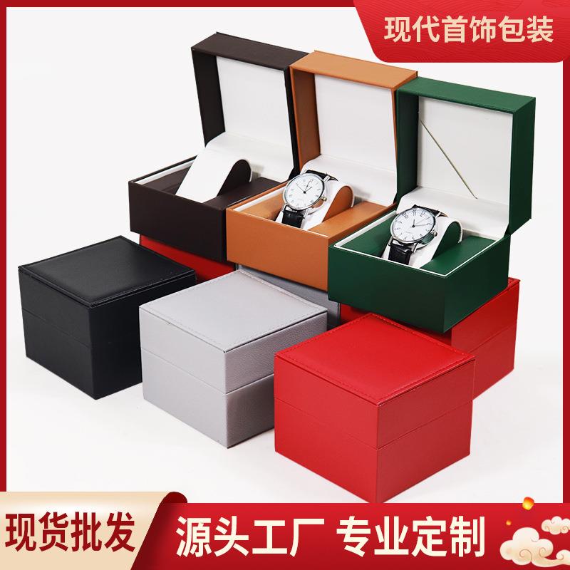 东南亚热销手表盒直角车线翻盖pu皮手表包装盒单只手表收纳盒